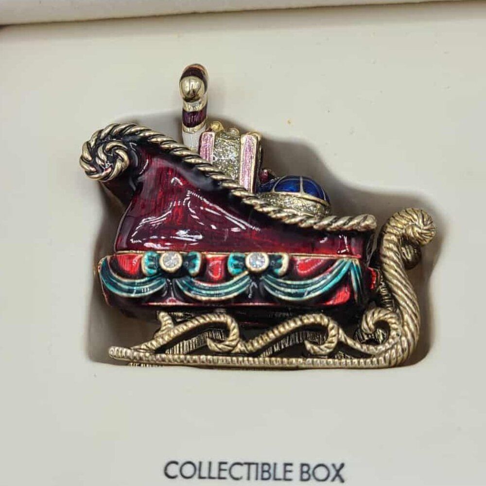 Monet Enamel Collectible Sleigh Box NWT!